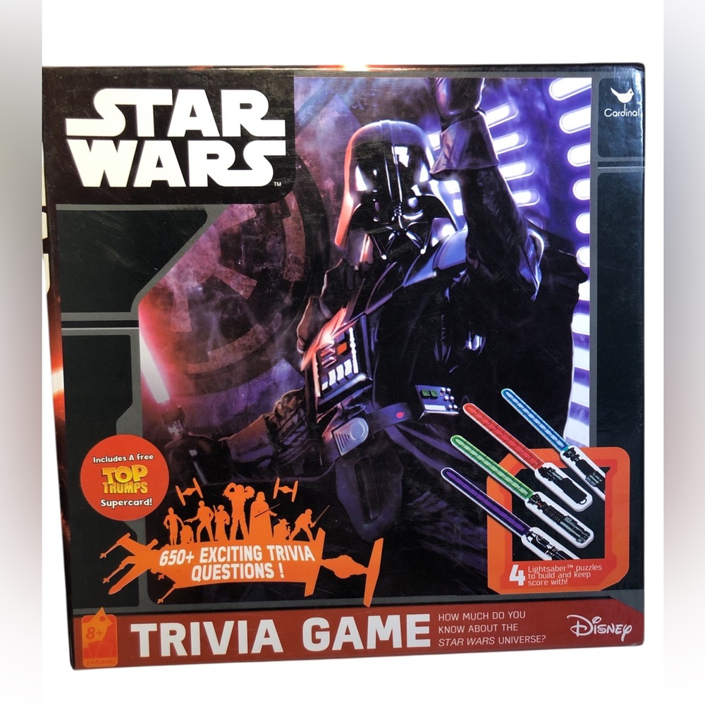 Star Wars Trivia Board Game with Lightsaber Family Game Darth Vader Disney